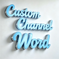Letras de Canal con Iluminación Frontal LED 3D Personalizadas, Acero Inoxidable, IP54 Impermeable, Multicolor, Control Manual, Letrero para Exteriores para Hogar y Negocios