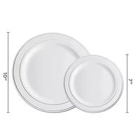 Assiettes jetables en plastique robustes de 6, 7,5, 9 et 10,25 pouces, couleur or, qualité alimentaire PS, motif rose, pour fêtes, 25 pièces par lot