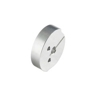 Disco Redondo de Aluminio 6061 T6 Mecanizado con Precisión CNC, con Ranura Central y Dos Orificios de Montaje, Aluminio Circular Pulido Brillante