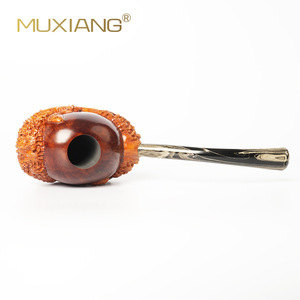 MUXIANG Hand Carved Briar Wood Tobacco Pipe Bent Type With 3mm Filter Vintage Style For Men - Product Image 2
