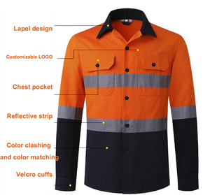 Chemise de travail réfléchissante haute visibilité à manches longues en coton pour la construction - Product Image 6