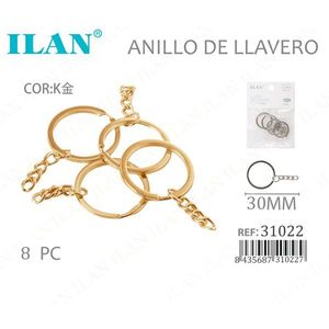 Portachiavi Ilan con Catena in Oro 30mm, Set da 8 Pezzi - Product Image 3