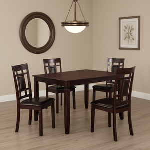Set da Pranzo in Legno Marrone Scuro 5 Pezzi, Sedie Tradizionali con Schienale Incrociato, Design Moderno, Arredamento Durevole per la Casa - Product Image 2