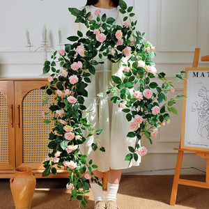Guirlande de roses artificielles en soie, plante grimpante, bouquet de fleurs pour décoration murale intérieure, mariage, balcon, plante verte suspendue - Product Image 4