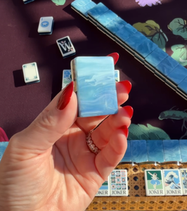 Juego de Mahjong Americano Azul de Lujo, Diseño Artístico de Lirios de Agua, Fichas Acrílicas de 3 Capas para Juego Familiar, Regalos y Venta al por Menor - Product Image 4