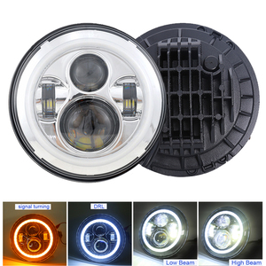ไฟหน้า LED ทรงกลมขนาด7 "<span class=keywords><strong>H4</strong></span> HS1ไฟหน้ารถจักรยานยนต์ H13 9003รูตานางฟ้าไฟเลี้ยวสีเหลืองสำหรับรถจี๊ป Wrangler - Product Image 2