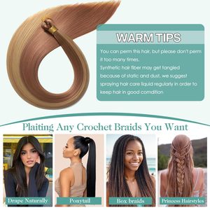 Silky Straight Synthetic Hair Bulk Dyed Heat Resistant Fiber Chemical Wire <b>Wig</b> <b>Braiding</b> Extensions - Product Image 5