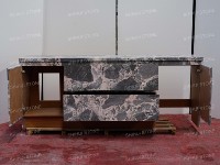 SH STONE Plan de travail d'îlot de cuisine en marbre gris naturel poli sur mesure, design moderne, table centrale avec tiroirs pour appartement