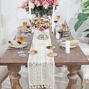 Retrò merletto da tavolo Runner decorazione di nozze Polycotton nappa bordo merletto Runner per doccia nuziale tavolo da pranzo casa Deco - Product Image 3
