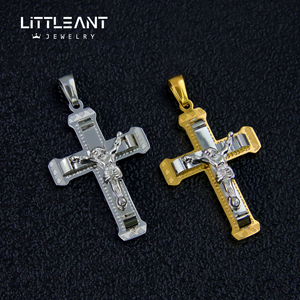 Alta Qualidade Aço Inoxidável Jesus Pingente Homens Mulheres Banhado A Ouro Crucifixo Preto & Prata Colar Pingente Religioso Atacado - Product Image 4