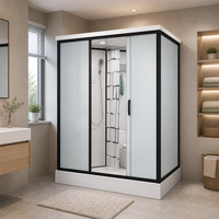 Module de salle de bain préfabriqué compact 1,7 m x 1,2 m avec toilettes, douche, châssis SMC et chauffage à extraction
