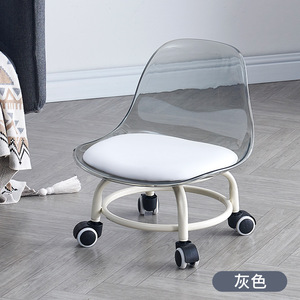 Simple moderno sala de estar plástico acrílico transparente Pu cuero cojín niños 360 grados silla móvil giratoria con ruedas - Product Image 4