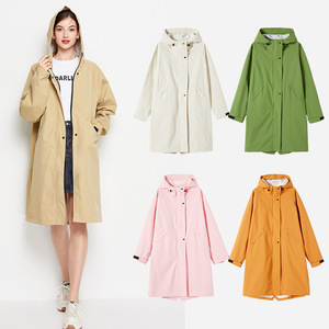 Impermeabile lungo da <span class=keywords><strong>donna</strong></span> impermeabile giacca antipioggia leggera con cappuccio giacca a vento impermeabile impermeabile impermeabile da viaggio all'aperto - Product Image 5