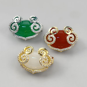 MUYU Chinese Style Auspicious Cloud Ruyi Brooch Zinc Alloy Bezel Setting Party Jewelry - Product Image 4