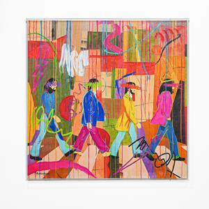 CUADRO DE LOS BEATLES EN LONA CON MARCO DE ACRÍLICO TRANSPARENTE 90X90CM GROSOR 5CM - Product Image 1