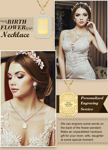 Kỷ Niệm Cá Nhân Đồ Trang Sức Miễn Phí Engrage Tên Ngày 925 Sterling Bạc Vvs Moissanite Kim Cương Sinh Nhật Hoa Tag Mặt Dây Chuyền - Product Image 2