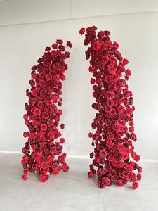 Premium professionale di lusso rosso rosa floreale corno sfondo arco artificiale fiore per festa di nozze evento decorazione - Product Image 6