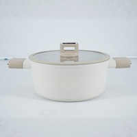 Poêle antiadhésive moderne multi-casseroles à vapeur marmite à soupe aux nouilles couvercle en verre transparent double poignées ménage