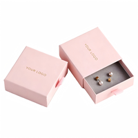 Ensemble de boîtes à bijoux de luxe roses personnalisées avec logo pour collier, bague et pendentif