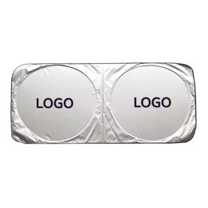 Лучшее индивидуальное печатание складное переднее ветровое стекло полиэстер УФ ПЭ пузырьковый автомобильный солнцезащитный козырек Авто дешевый двухкруговой автомобильный солнцезащитный козырек логотип - Product Image 1