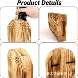 Soporte de madera para macetas montado en la pared, ovalado, 13,7 cm x 29,8 cm, para sala de estar y comedor, soporte decorativo para plantas - Product Image 5