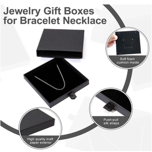 Màu Đen Ưa Thích Kraft Các Tông Hộp Giấy Cho Đồ Trang Sức Hiển Thị Rỗng Hộp Quà Tặng Tổ Chức Cho Dây Chuyền Nhẫn Khác Matt Cán - Product Image 2