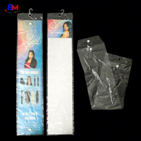 Sac en plastique Sacs en plastique transparents avec logo personnalisé Sac transparent d'extension de cheveux Pvc avec carte en papier personnalisée et cintre