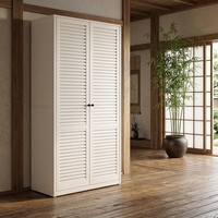 Armoire en acier écologique blanche avec porte à persiennes, rangement métallique réglable, meuble de chambre à coucher