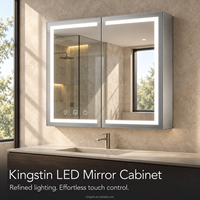 Kingstin Élégante armoire miroir LED de salle de bain à cadre métal, 3 modes d’éclairage, antibuée et ajustement sur mesure 1:1
