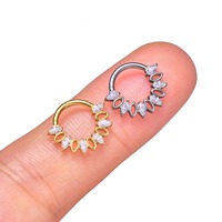 JIAXIN Anneau de nez clicker en titane ASTM F136 plaqué or 18 carats, boucle d'oreille, anneau de tragus à segment articulé, bijoux de piercing corporel tendance