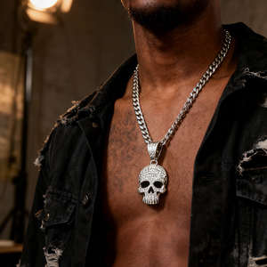 สร้อยคอจี้ฮิปฮอปดีไซน์ดั้งเดิม ทำเองได้  วัสดุเงินแท้ 925 ประดับเพชรโมอิสซาไนต์หลากสี  สำหรับผู้ชาย - Product Image 4