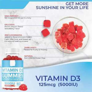 Oem suplemen makanan organik <span class=keywords><strong>5000</strong></span> <span class=keywords><strong>Iu</strong></span> <span class=keywords><strong>Vitamin</strong></span> <span class=keywords><strong>D3</strong></span> Gummies untuk dukungan suasana hati imun sehat tulang kuat - Product Image 2