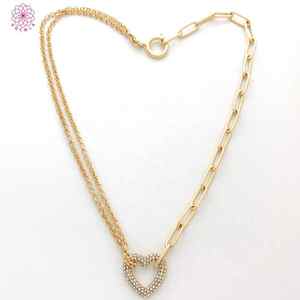 Encantadora joyería de moda chapado en oro corazón diamante colgante collar para mujer producto a granel - Product Image 4