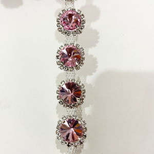 Ruban de dentelle en diamant brillant fait à la main, 3 cm de largeur, perles rondes en verre, chaîne de soudure, code à barres, bande pour vêtements, collier de cheveux - Product Image 4