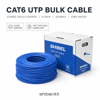 Câble de raccordement Ethernet Shibei Cat6 UTP en cuivre massif PVC, 4 paires, 23AWG, 500 MHz, 305 m, pour centre de données et câblage structuré de bureau (vente en gros)