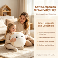 Peluche chat blanc sphérique ultra douce Kawaii en tissu Minky pour décoration de chambre esthétique, cadeau d'anniversaire