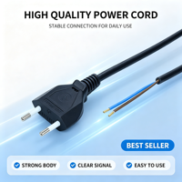 Cable de alimentación europeo H05VVH2-F con extremo abierto, alambre de cobre estañado, 250V 2.5A, proveedor OEM, con enchufe europeo