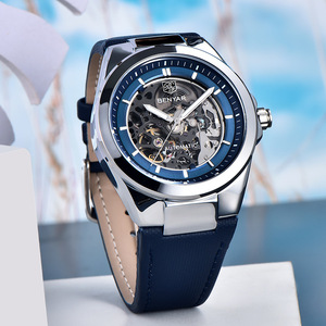 Benyar <b>Automatic</b> Mechanical <b>Skeleton</b> <b>Watch</b> 50m Waterproof Men's Sport Fashion Blue Strap BY-5207 - Product Image 2