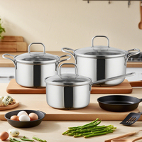 Ensemble de casseroles en acier inoxydable 304, 6 pièces, marmite à soupe, casserole à lait, ensemble de casseroles robustes pour cuisinière à induction, pour la cuisine, la maison, le restaurant