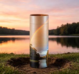 Urna Cilíndrica de Cartón Biodegradable con Logotipo Personalizado, Estilo Americano para Mascotas y Cenizas - Product Image 5