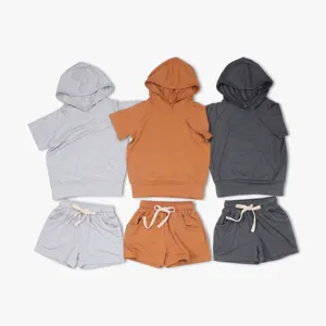 Conjunto de Sudadera con capucha para bebé, conjunto de ropa de manga corta de fibra de bambú para niños, conjunto de ropa transpirable para niños, Sudadera con capucha