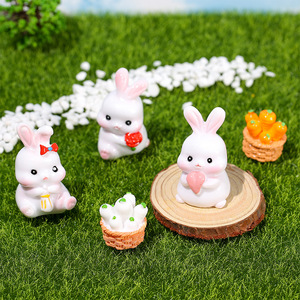 Figurine en résine de lapin mignon, mini décoration animale, ornement de bureau à domicile, cadeau artisanal - Product Image 1