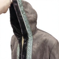 CCY Thobe d'hiver personnalisé pour hommes arabes, style Eid, avec capuche, en fausse fourrure, daim et suède, type Bisht Koweïtien, de luxe, avec poche Farwa