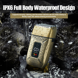 Máy cạo râu điện nam toàn kim loại, ba lưỡi dao, dao cạo dạng lá, pin, chống nước IPX6, dùng cho đầu trọc, dao cạo chuyên nghiệp - Product Image 4