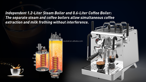 Máy pha cà phê Điện thương mại cao cấp Lập trình bơm đôi 20bar và lò Đôi Tùy Chỉnh Máy pha cà phê tự động - Product Image 5