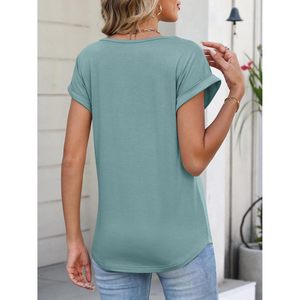 FOXA – haut en dentelle respirante à manches courtes pour femmes, chemisier en mousseline brodé style bohème, col en V, tunique décontractée d'été, élégante - Product Image 5