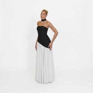 Abito Monocolore Senza Spalline con Lacci, Vestito Lungo <span class=keywords><strong>Sexy</strong></span> con Schiena Scoperta e Spacco Alto, Nuova Collezione - Product Image 6