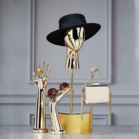 Soporte de cabeza de maniquí electrochapado en oro plateado, modelo de cabeza de Maniquí de plástico para sombrero, pelucas de exhibición, modelo de cabeza de maniquí elegante