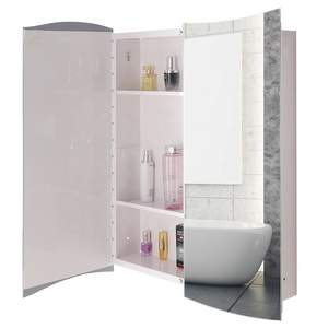 <span class=keywords><strong>Armoire</strong></span> miroir ondulée <span class=keywords><strong>à</strong></span> double porte avec rangement intégré pour salle de bain d'hôtel - Product Image 5