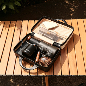 Wholesale Portable <b>Camping</b> Coffee Brewer Kit Includes Grinder Filter Cup <b>Kettle</b> Pot Thermometer Drip Coffee Maker Set - Product Image 6